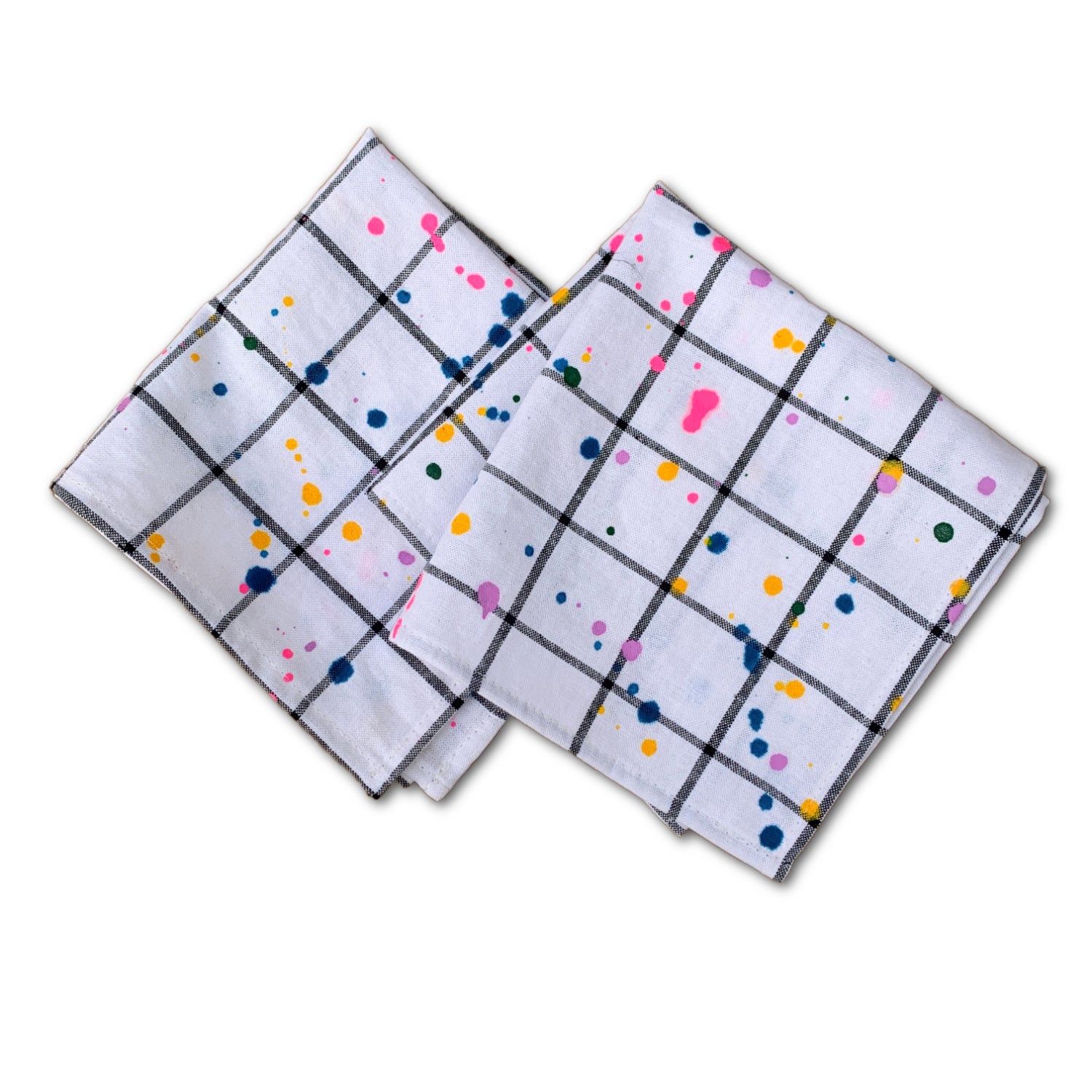 Cloth Napkins -  'Rainbow Sprinkle Grid'