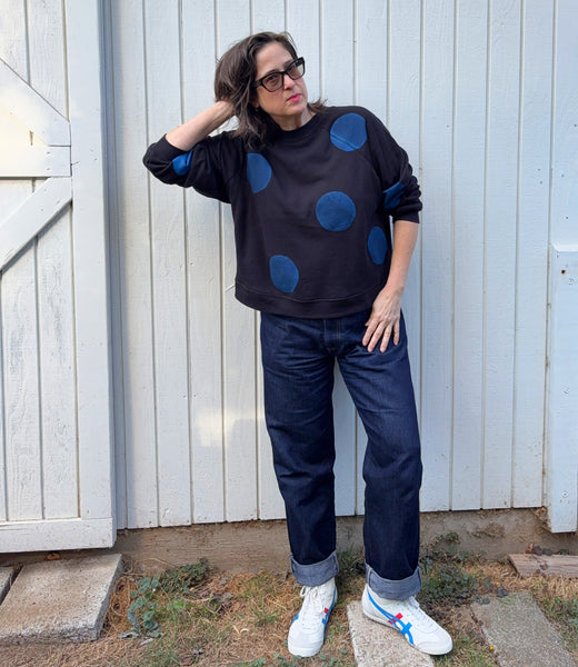 Cropped Fleece Sweatshirt - 'Big Dot'