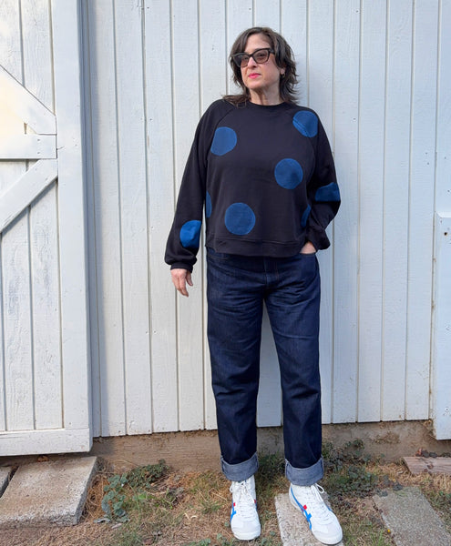 Cropped Fleece Sweatshirt - 'Big Dot'