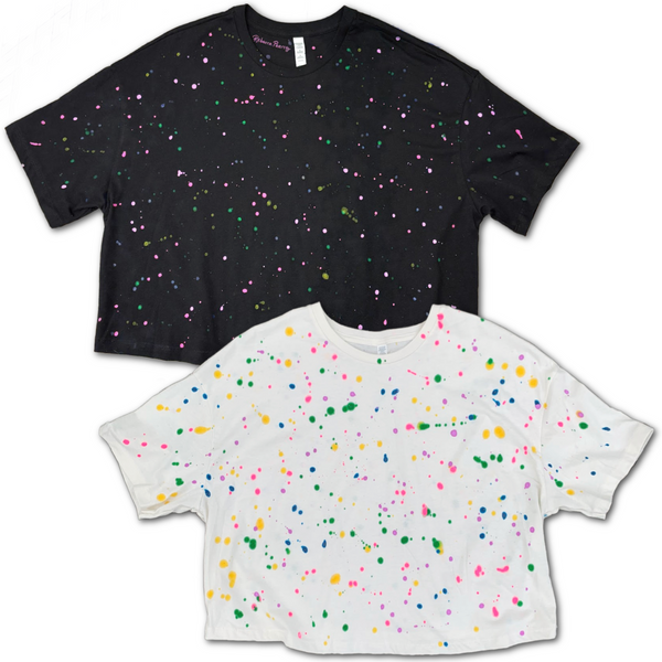 Boxy Cropped Tee - 'Rainbow Sprinkles'