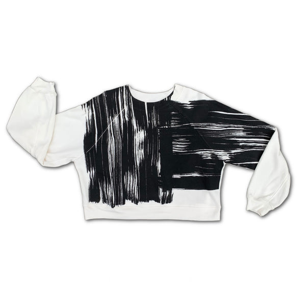 Cropped Fleece Sweatshirt - 'Brushstroke'