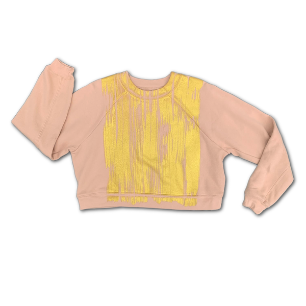 Cropped Fleece Sweatshirt - 'Brushstroke' OOAK size SM