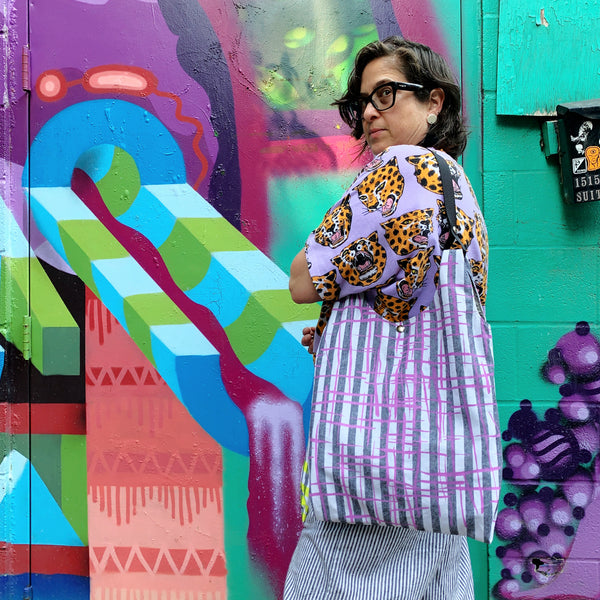 Cyndi Shopper Tote - Mini - Stripes + Hatch