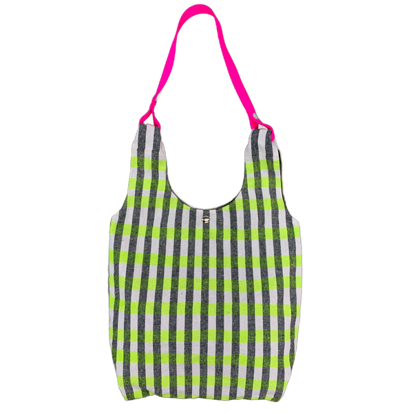 Cyndi Shopper Tote - Mini - Neon Stripes - OOAK