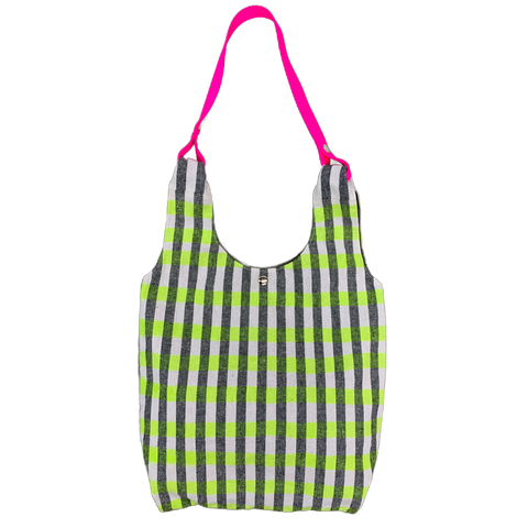 Cyndi Shopper Tote - Mini - Neon Stripes - OOAK