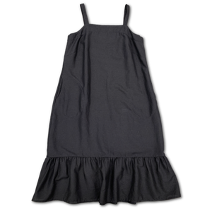 Diana Dress - OOAK Black Linen/Rayon w/ ruffle hem