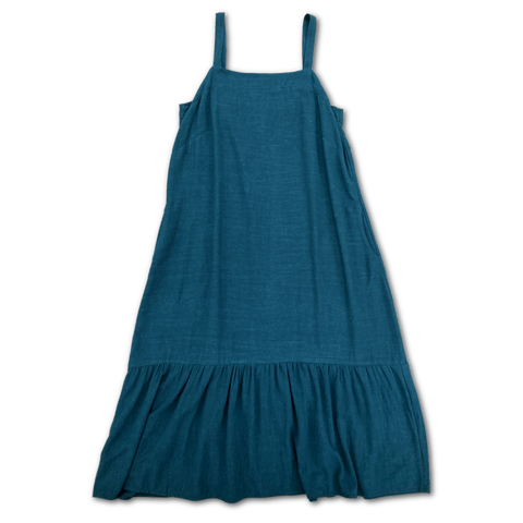 Diana Dress - OOAK Deep Ruffle Hem - Size Large - Dark Teal
