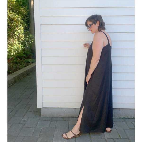 linen rayon dress Women's Helen Layered Off-Shoulder Linen Rayon Ankle Length Dress XS/S/M/L/XL/Customize Beige MEAN BLVD Beige / S