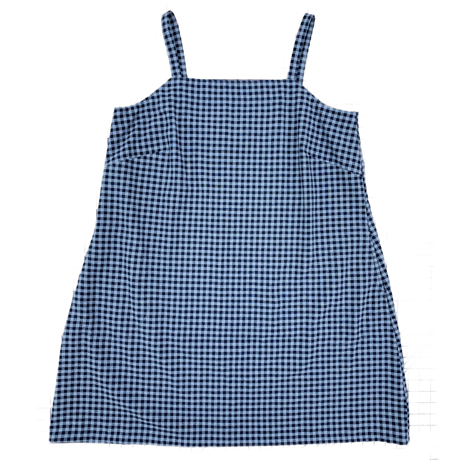dark blue gingham dress Sabrina