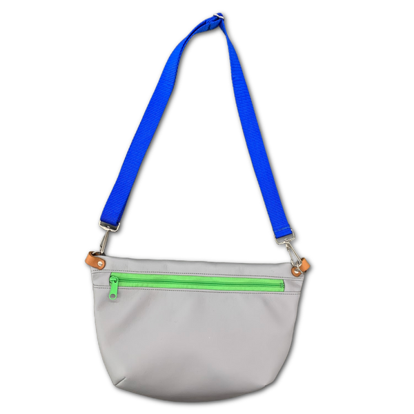 Frannie Pack - Light Grey Faux-leather w/ Green Zip