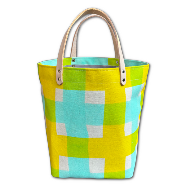 Storage Bin - 'Squared' - Aqua + Yellow