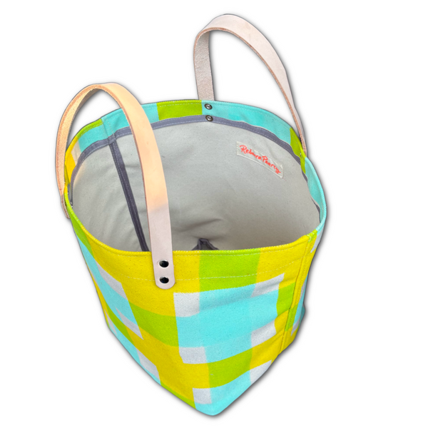 Storage Bin - 'Squared' - Aqua + Yellow