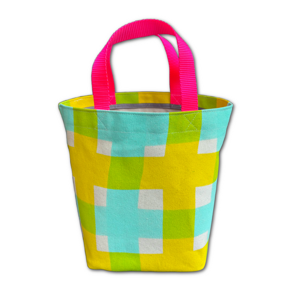 Storage Bin - 'Squared' - Aqua + Yellow