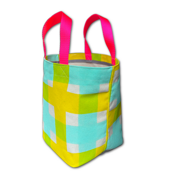 Storage Bin - 'Squared' - Aqua + Yellow
