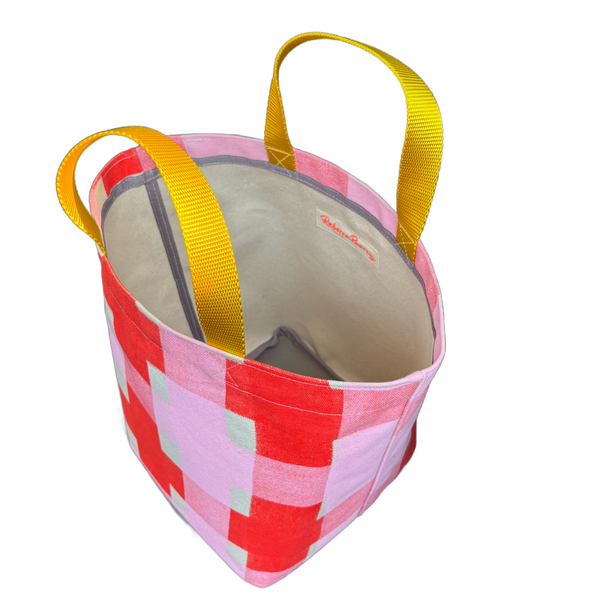 Storage Bin - 'Squared' - Red + Pink