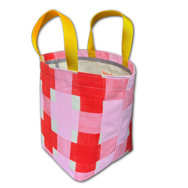 Storage Bin - 'Squared' - Red + Pink