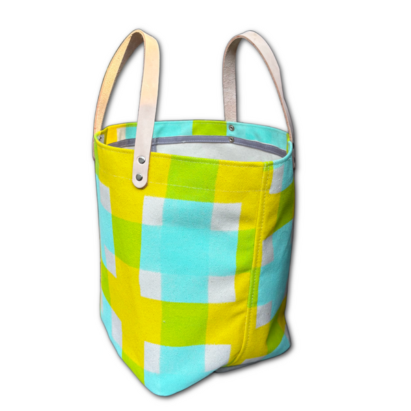 Storage Bin - 'Squared' - Aqua + Yellow