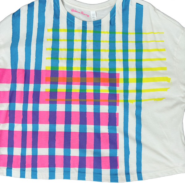 Boxy Cropped Tee - 'Neon Stripes'