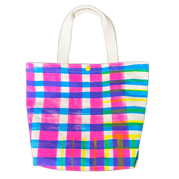 Mini Tote Bag - 'Neon Stripes'