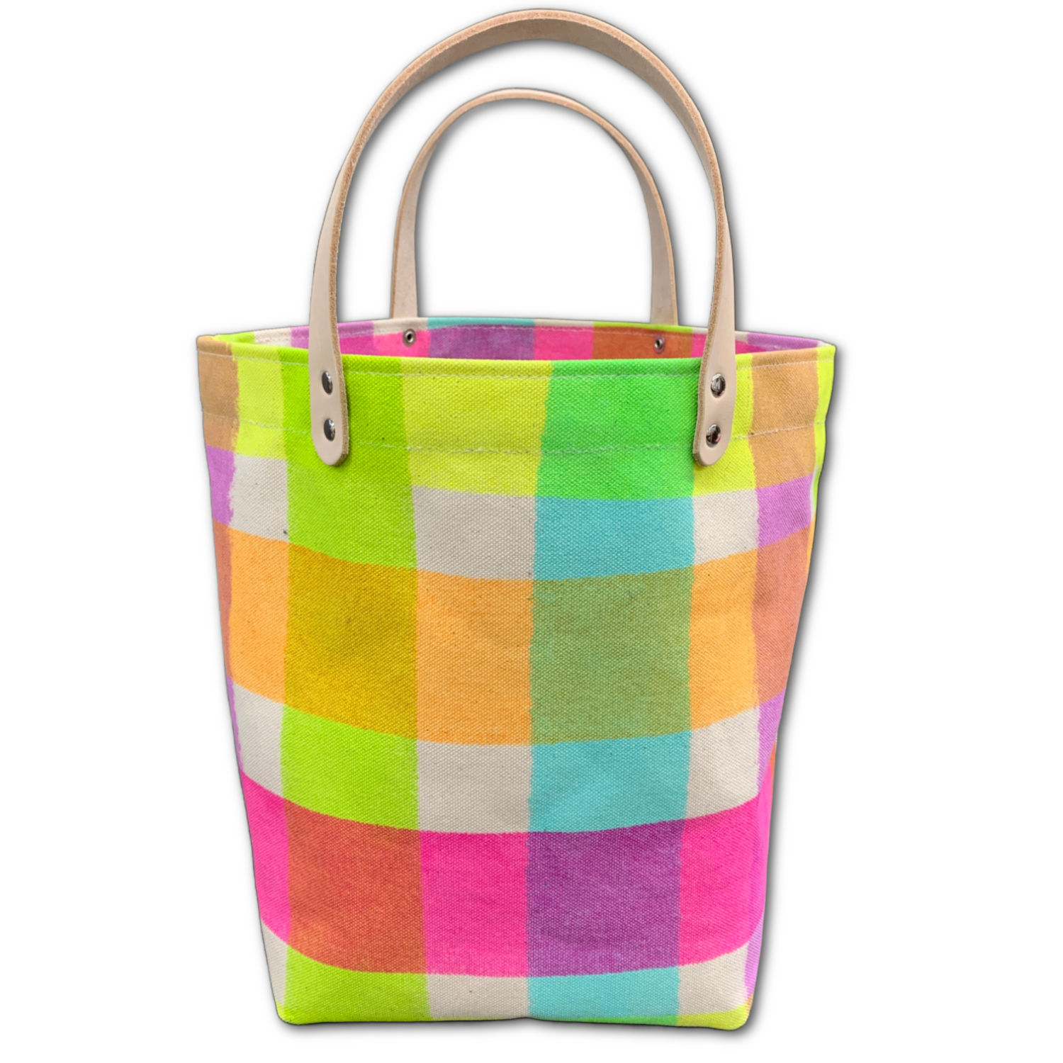 Mini Storage Bin - 'Party Plaid' Neon Pastels