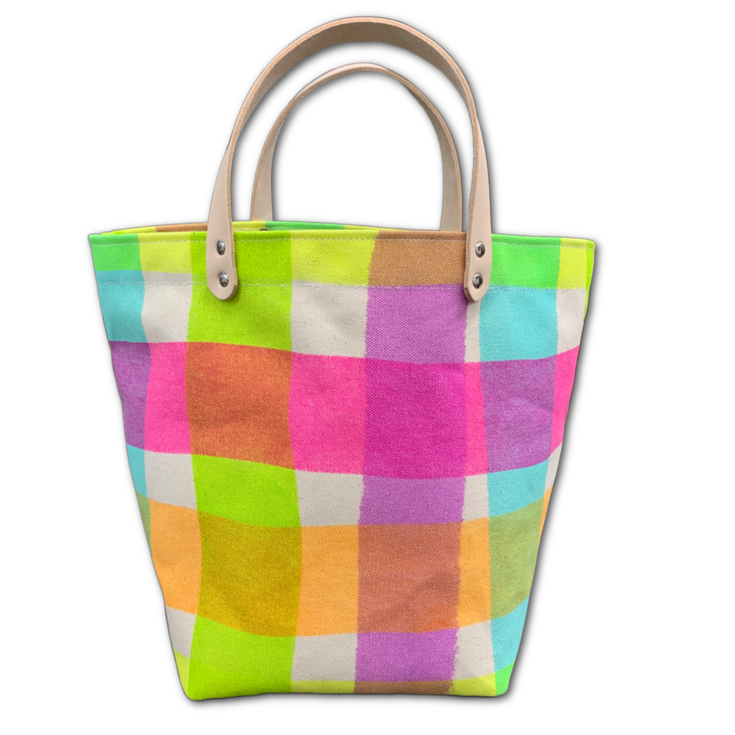 Mini Storage Bin - 'Party Plaid' Neon Pastels