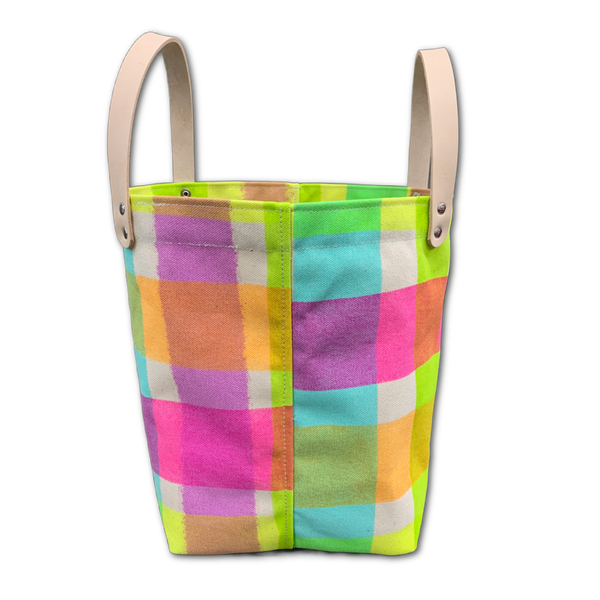 Mini Storage Bin - 'Party Plaid' Neon Pastels