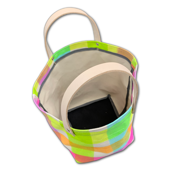 Mini Storage Bin - 'Party Plaid' Neon Pastels