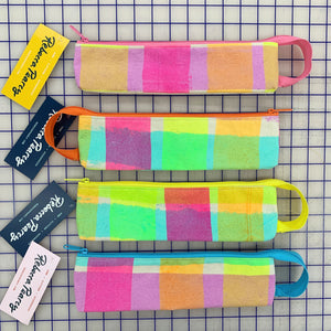 One-of-a-Kind Loop Pencil Pouches - Party Plaid Neon Pastels