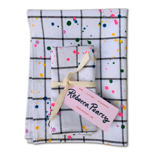 Napkin & Tea Towel Gift Set -  'Rainbow Sprinkle Grid'