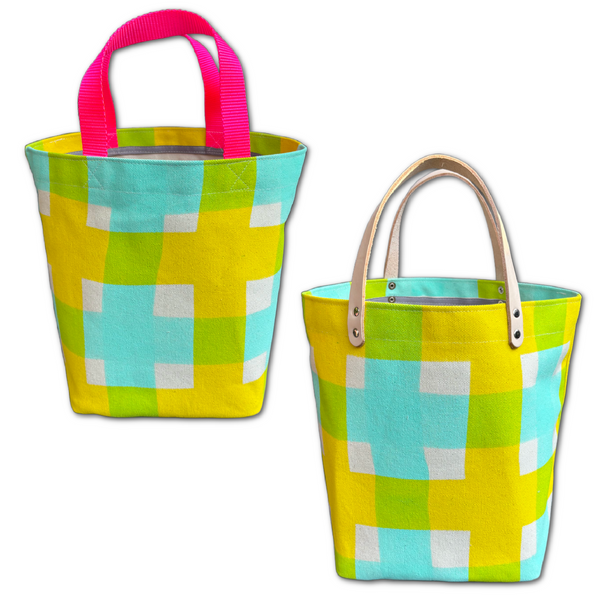Storage Bin - 'Squared' - Aqua + Yellow