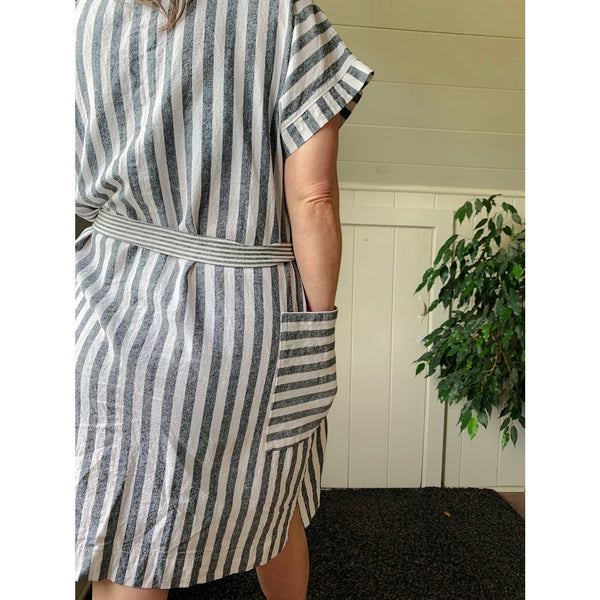Easy Pocket Dress - 'Petals & Stripes'